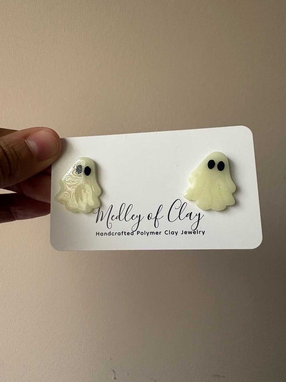 Halloween ghost glow in the dark earrings studs